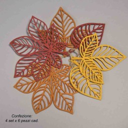 Foglie in feltro 4 SET - 12x12 Cm / Mix Color arancione