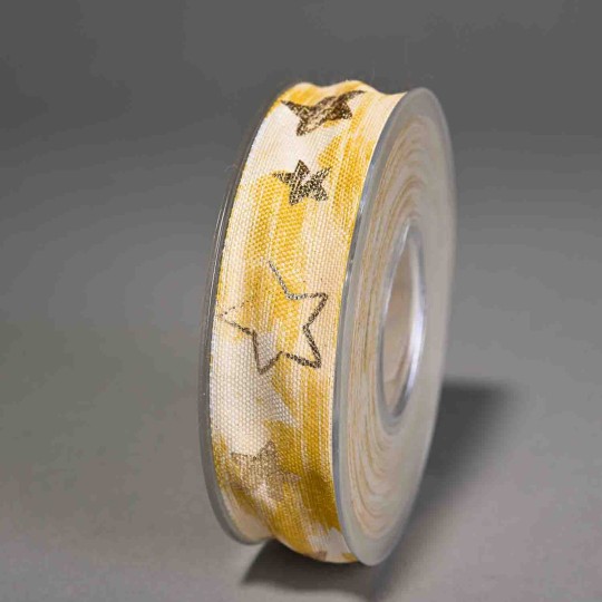 Nastro "Brixen" con stelle - 25 Mm x 15 M / Crema