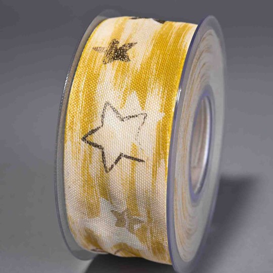 Nastro "Brixen" con stelle - 40 Mm x 15 M / Crema