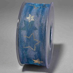 Nastro "Brixen" con stelle - 40 Mm x 15 M / Blu jeans