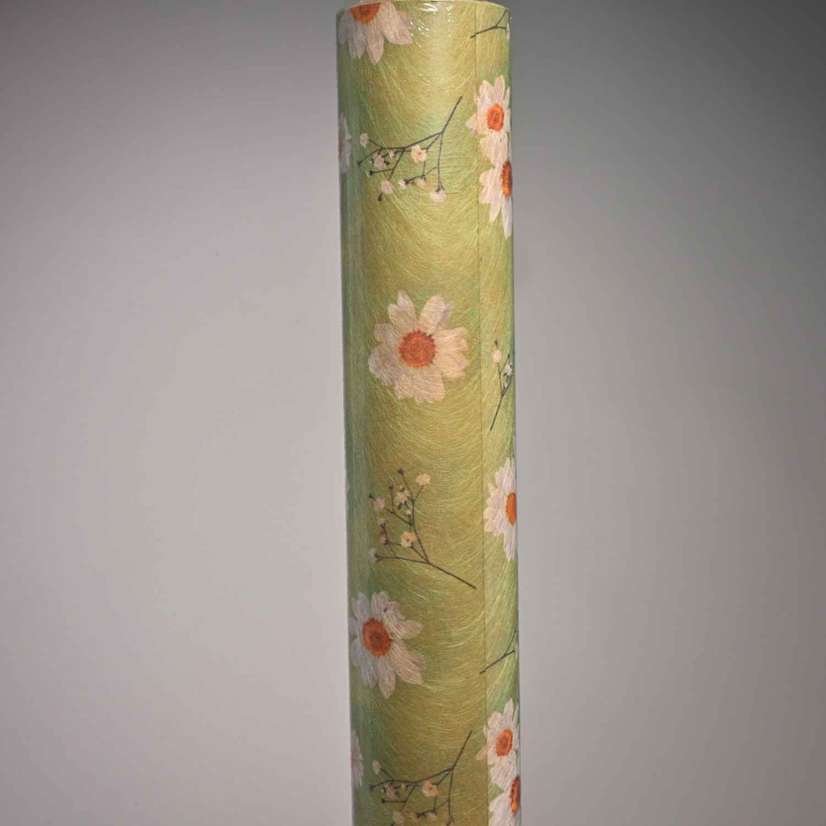 Bobina"Paper Fibra" - 75 Cm x 9 M / Verde con Margherite