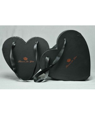 Scatole cuore nere in cartone - Set 2 pezzi