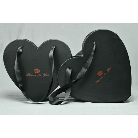 Scatole cuore nere in cartone - Set 2 pezzi