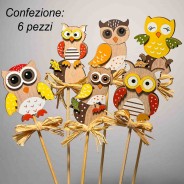 Gufo su pick 6 PZ - 5,5cm/ Assortiti