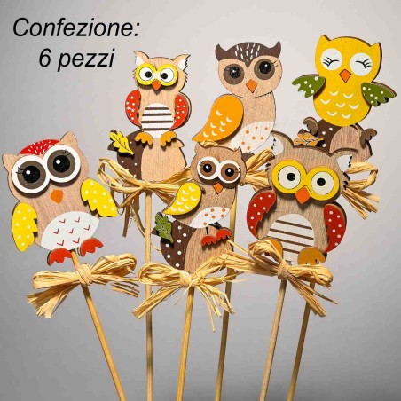 Gufo su pick 6 PZ - 5,5cm/ Assortiti