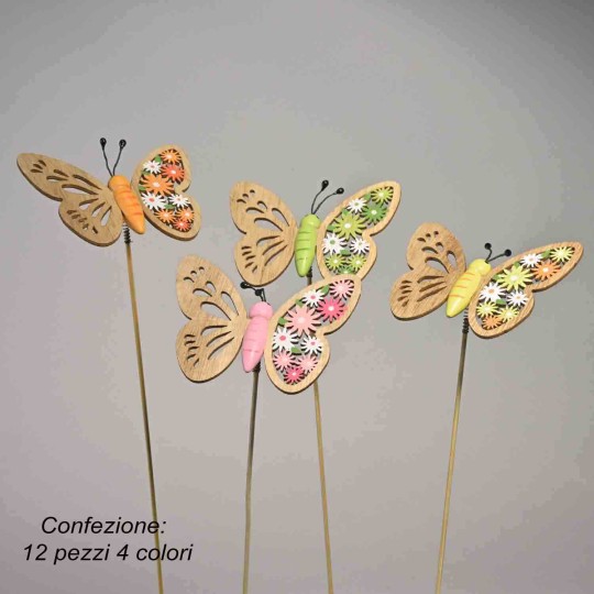 Farfalle su pick 12 Pezzi - 20 Cm / Naturale