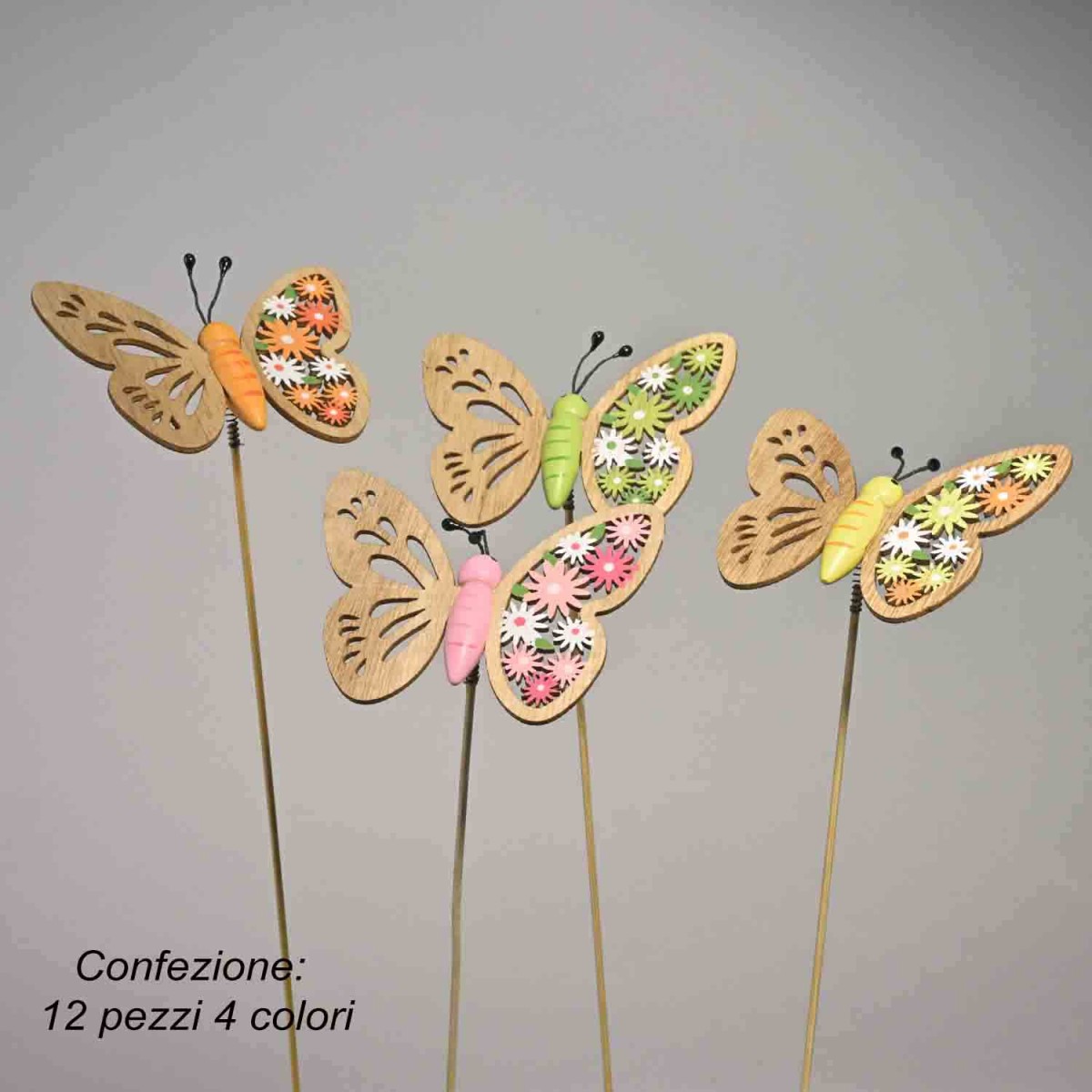 Farfalle su pick 12 Pezzi - 20 Cm / Naturale