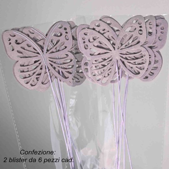 Farfalle in velluto su pick 12 pezzi - 27 Cm / Viola