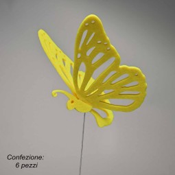 Farfalle su pick 6 Pezzi - 55 Cm / Giallo