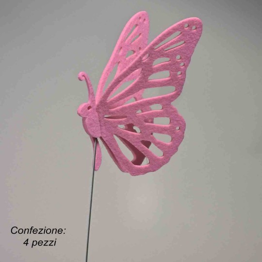 Farfalle su pick 6 Pezzi - 55 Cm / Rosa