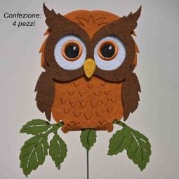 Gufi  su pick 4 Pezzi - 50 Cm / Marrone