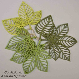 Foglie in feltro 4 SET - 12x12 Cm / Mix Color verde