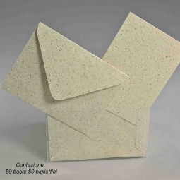 Bigliettini e buste in carta riciclata 50 PZ - 6x8 Cm / Bianco