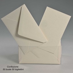 Bigliettini e buste in carta riciclata 50 PZ - 6x8 Cm / Avorio