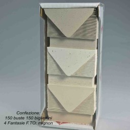 Bigliettini e buste in carta riciclata 150 PZ - 6x8 Cm / Mix Color