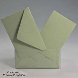 Bigliettini e buste in carta riciclata 50 PZ - 7x11 Cm / Verde salvia