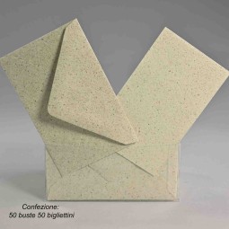 Bigliettini e buste in carta riciclata 50 PZ - 7x11 Cm / Beige