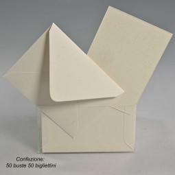 Bigliettini e buste in carta riciclata 50 PZ - 7x11 Cm / Avorio