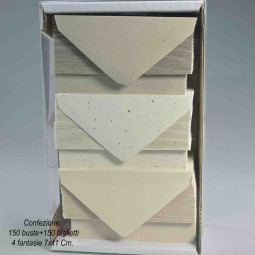 Bigliettini e buste in carta riciclata 150 PZ - 7x11 Cm / Mix Color