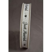 Nastro 'Just Married' 15 MM x 20 M - 2 Colori - Bianco