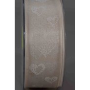Nastro Goldina a cuori disponibile nei colori panna e verde altezza: MM 40 - Panna