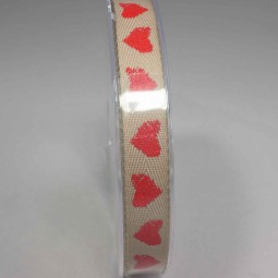 Nastro "Twill" con cuori - 15 Mm x 20 M / Platino