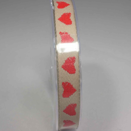 Nastro "Twill" con cuori - 15 Mm x 20 M / Platino