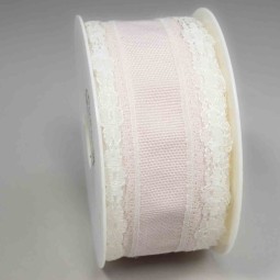 Nastro "Pizzo" - 40 Mm x 5 M / Rosa & bianco