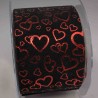 Nastro in velluto con cuori "Metal"- 70 Mm x 10 M / Nero