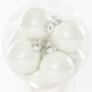 Palline in vetro 16 PZ - 8 Cm / Bianco