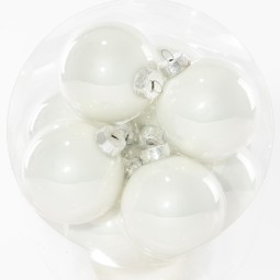Palline in vetro 16 PZ - 8 Cm / Bianco