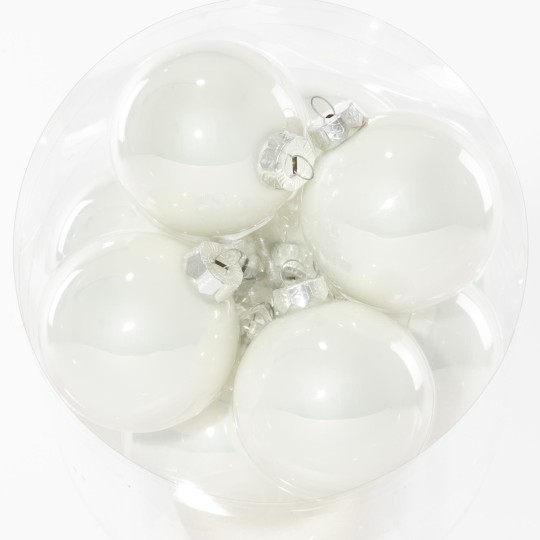 Palline in vetro 16 PZ - 8 Cm / Bianco
