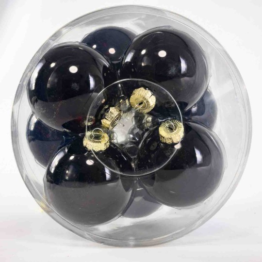 Palline in vetro 12 PZ - 10 Cm / Nero