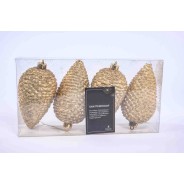 Palline in plastica 4 PZ - 7x12 Cm / Oro