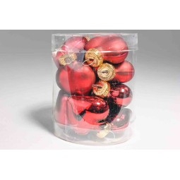 Palline in vetro 12 PZ - 2x4,5x4 Cm / Rosso scuro