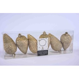 Palline in plastica 6 PZ - 4,5x8 Cm / Oro