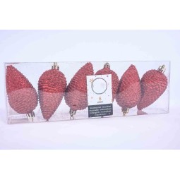 Palline in plastica 6 PZ - 4,5x8  Cm / Rosso