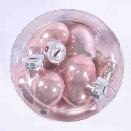 Palline in vetro 12 PZ - 2x4,5x4 Cm / Rosa Cipria