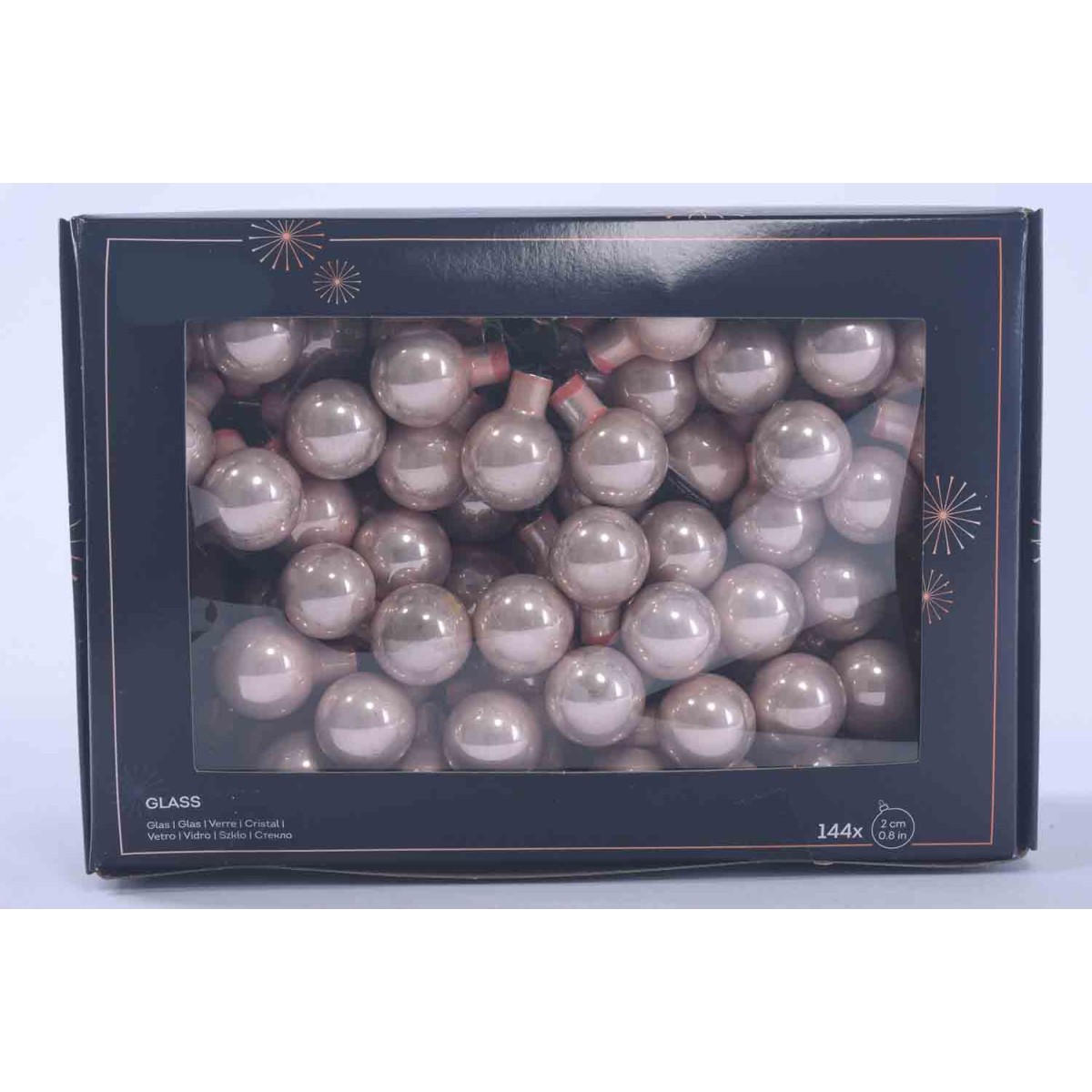 Palline in vetro 144 PZ -  2 Cm / Rosa Cipria