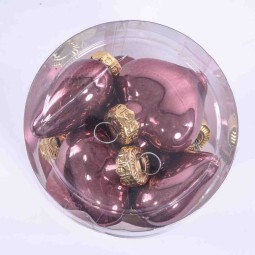 Cuoricini in vetro 12 PZ - 2x4,5x4 Cm / Rosa Velluto