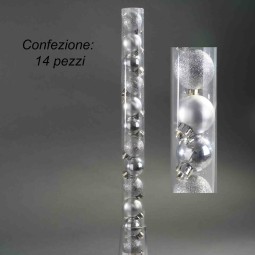 Palline in plastica 14 PZ - 3 Cm / Argento