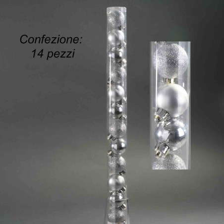 Palline in plastica 14 PZ - 3 Cm / Argento