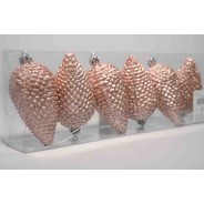 Palline in plastica 6  PZ - 4,5x8 Cm / Rosa satinato