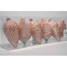 Palline in plastica 6  PZ - 4,5x8 Cm / Rosa satinato