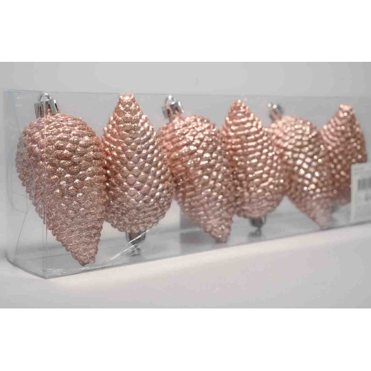 Palline in plastica 6  PZ - 4,5x8 Cm / Rosa satinato