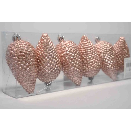 Palline in plastica 6  PZ - 4,5x8 Cm / Rosa satinato