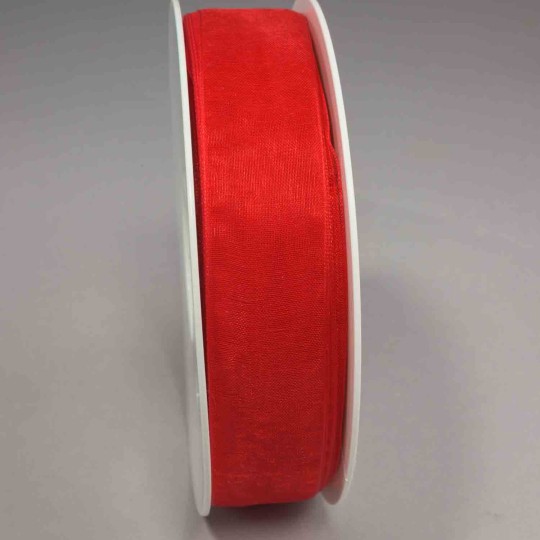 Nastro "Organza" - 25 Mm x 50 M / Rosso brillante