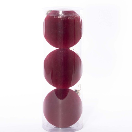 Pallina in Velluto - D 12 Cm - 3 Pezzi - Bordeaux