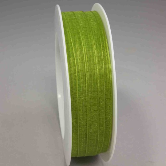 Nastro "Organza" - 7 Mm x 50 M / Verde oliva