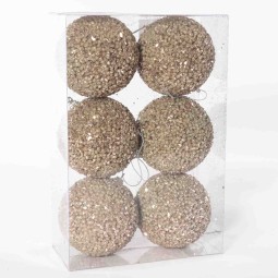 Palline in plastica 6 PZ - 8 Cm / Champagne